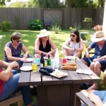 Domingos soleados en el jardín con amigos y barbacoas