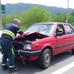 Rescate de persona tras caer con su coche por un desnivel en Almogía